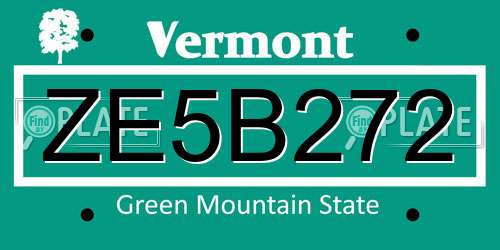 ZE5B272 Vermont License Plate