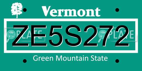 ZE5S272 Vermont License Plate