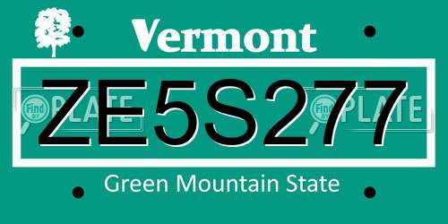 ZE5S277 Vermont License Plate