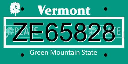 ZE65828 Vermont License Plate
