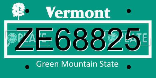 ZE68825 Vermont License Plate