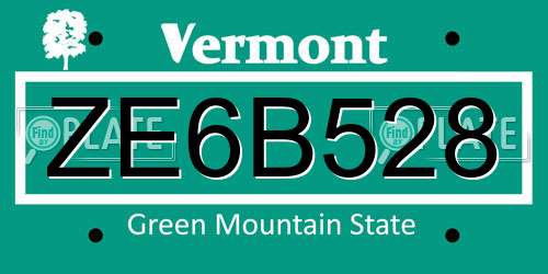 ZE6B528 Vermont License Plate