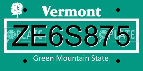 ZE6S875 Vermont License Plate