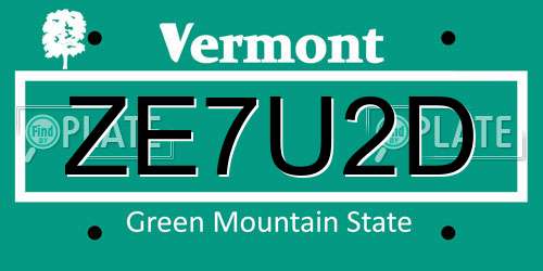 ZE7U2D Vermont License Plate