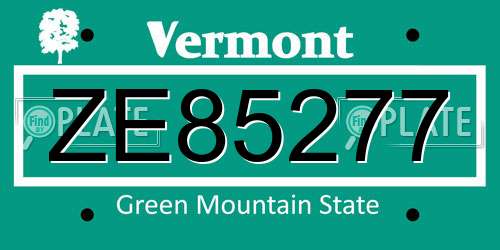 ZE85277 Vermont License Plate
