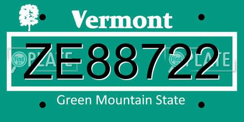 ZE88722 Vermont License Plate