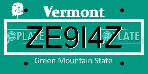 ZE9I4Z Vermont License Plate