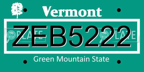ZEB5222 Vermont License Plate
