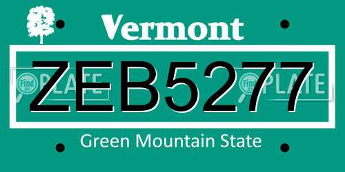 ZEB5277 Vermont License Plate