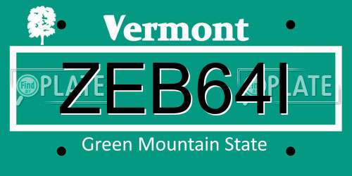 ZEB64I Vermont License Plate