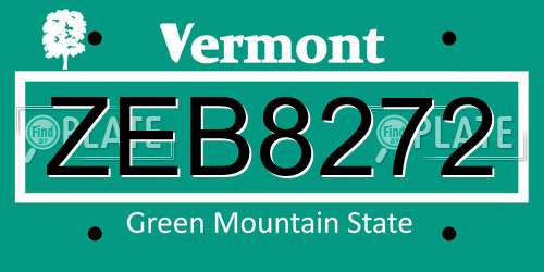 ZEB8272 Vermont License Plate