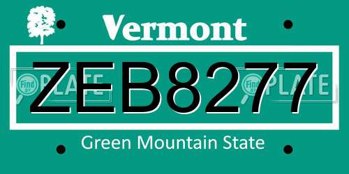 ZEB8277 Vermont License Plate