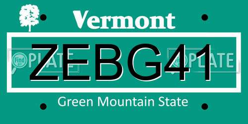 ZEBG41 Vermont License Plate