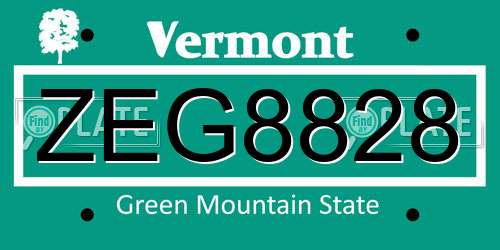 ZEG8828 Vermont License Plate