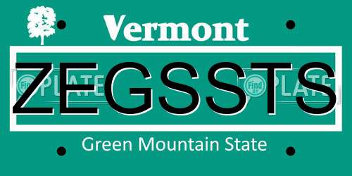 ZEGSSTS Vermont License Plate