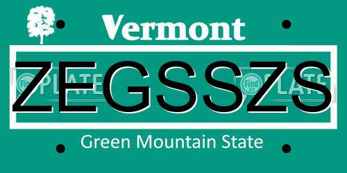 ZEGSSZS Vermont License Plate