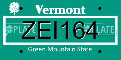 ZEI164 Vermont License Plate