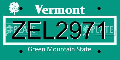ZEL2971 Vermont License Plate