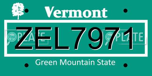 ZEL7971 Vermont License Plate
