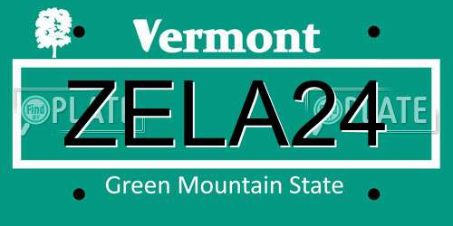 ZELA24 Vermont License Plate