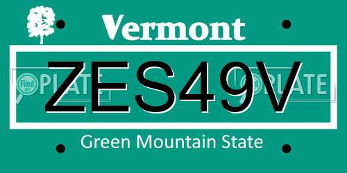 ZES49V Vermont License Plate