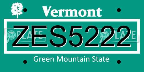 ZES5222 Vermont License Plate