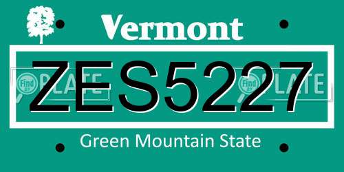 ZES5227 Vermont License Plate