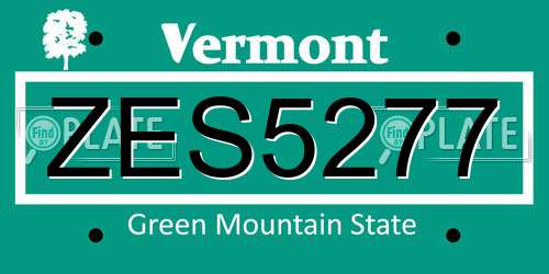 ZES5277 Vermont License Plate