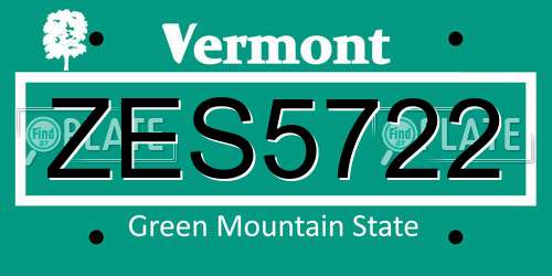 ZES5722 Vermont License Plate
