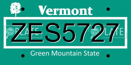 ZES5727 Vermont License Plate