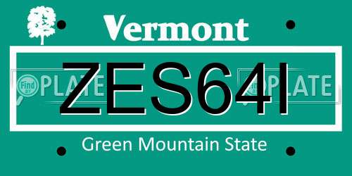ZES64I Vermont License Plate