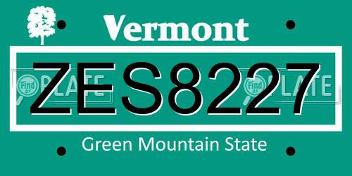 ZES8227 Vermont License Plate