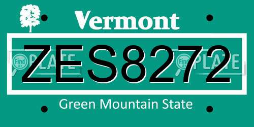 ZES8272 Vermont License Plate