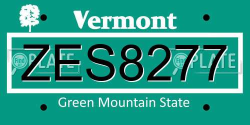 ZES8277 Vermont License Plate