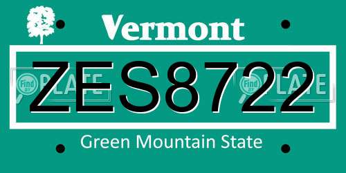 ZES8722 Vermont License Plate