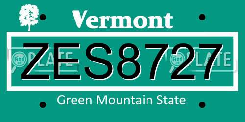 ZES8727 Vermont License Plate