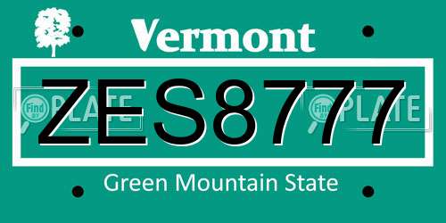 ZES8777 Vermont License Plate