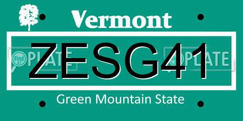 ZESG41 Vermont License Plate