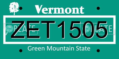 ZET1505 Vermont License Plate