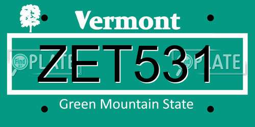 ZET531 Vermont License Plate