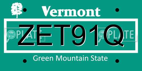 ZET91Q Vermont License Plate