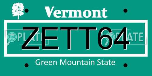 ZETT64 Vermont License Plate