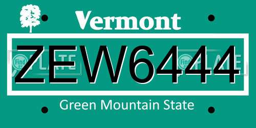 ZEW6444 Vermont License Plate