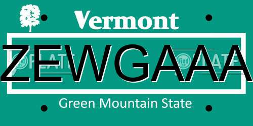 ZEWGAAA Vermont License Plate