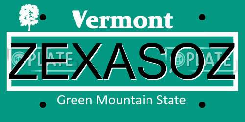 ZEXASOZ Vermont License Plate
