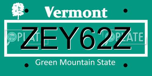 ZEY62Z Vermont License Plate