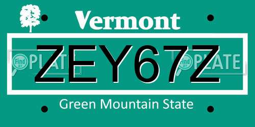 ZEY67Z Vermont License Plate