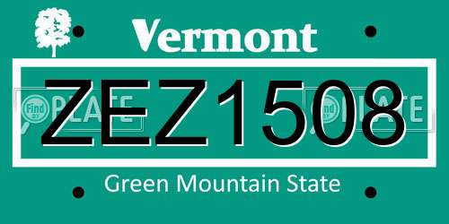 ZEZ1508 Vermont License Plate