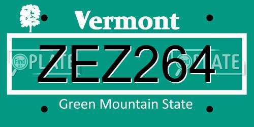 ZEZ264 Vermont License Plate