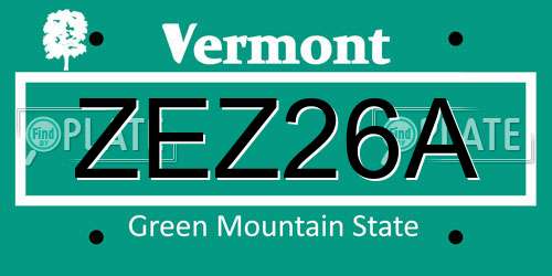ZEZ26A Vermont License Plate